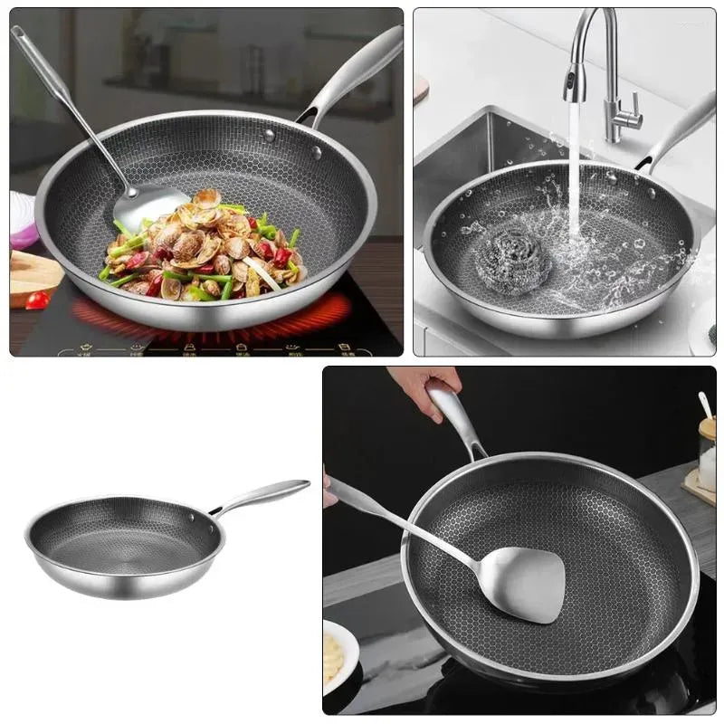Poêle Inox Antiadhésive – Design Nid d’Abeille 🍳